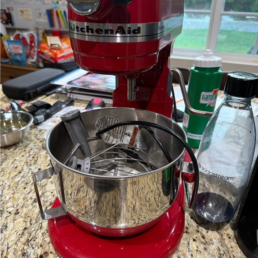 KitchenAid Red Mixer with Stainless Steel Bowl
